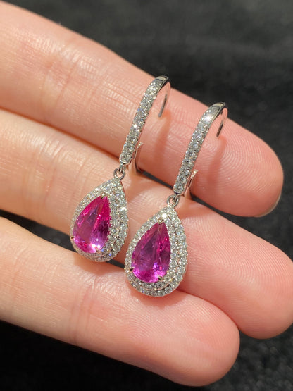 Natural Pink Sapphire 2.53ct Earrings