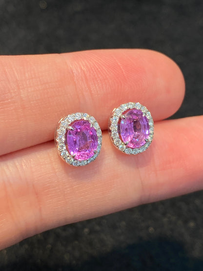 Natural Pink Sapphire Earrings 1.86ct