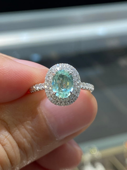Natural Paraiba Tourmaline 0.88ct Ring