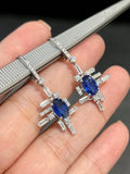 Natural Blue Sapphire Earrings 2.72ct Set With Natural Diamonds In 18K White Gold Singapore Gemstone Fine Jewellery