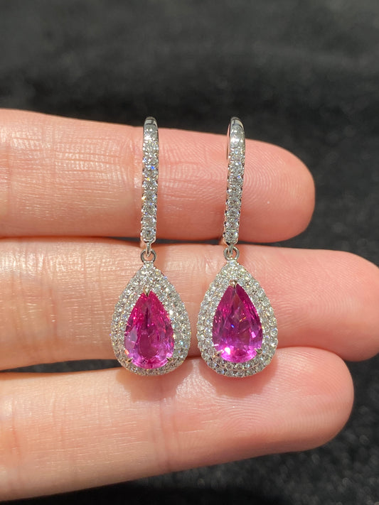 Natural Pink Sapphire 2.53ct Earrings