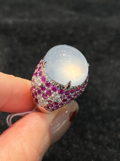 Natural Type A Icy Jadeite Ring