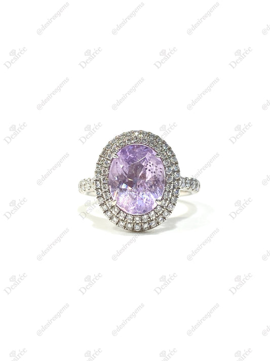 Natural Unheated Lavender Sapphire 3.78ct Ring