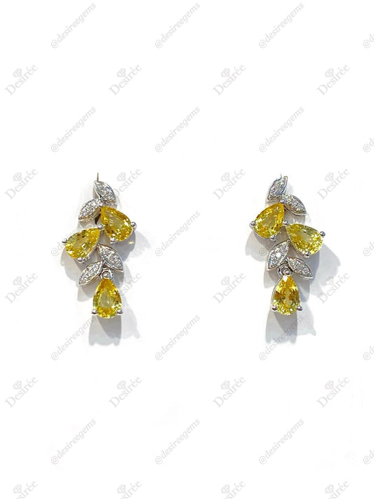 Natural Yellow Sapphire 2.96ct Earrings