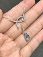 Natural Aquamarine 1.23ct Necklace Set With Natural Diamond In 18K white gold Singapore Gemstone Fine Jewellery