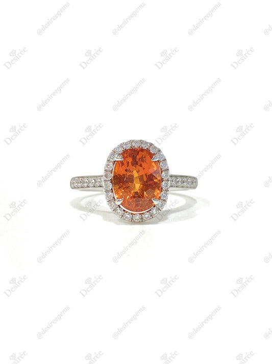 Natural Mandarin Garnet 3.01ct Ring