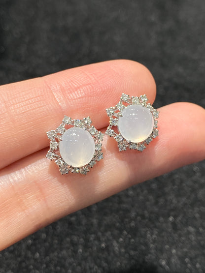 Natural Type A Icy Jadeite Earrings