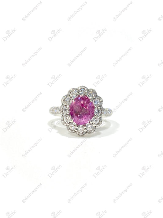 Natural Unheated Padparadscha Sapphire 2.54ct Ring