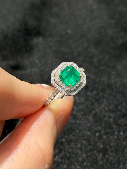Natural Colombian Emerald 0.96ct Ring