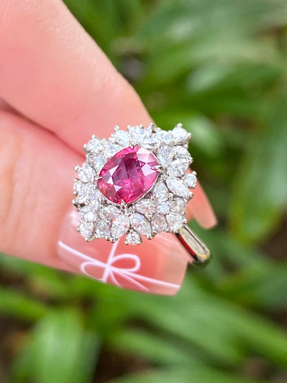 Natural Unheated Vivid Red Ruby 1.49ct Ring