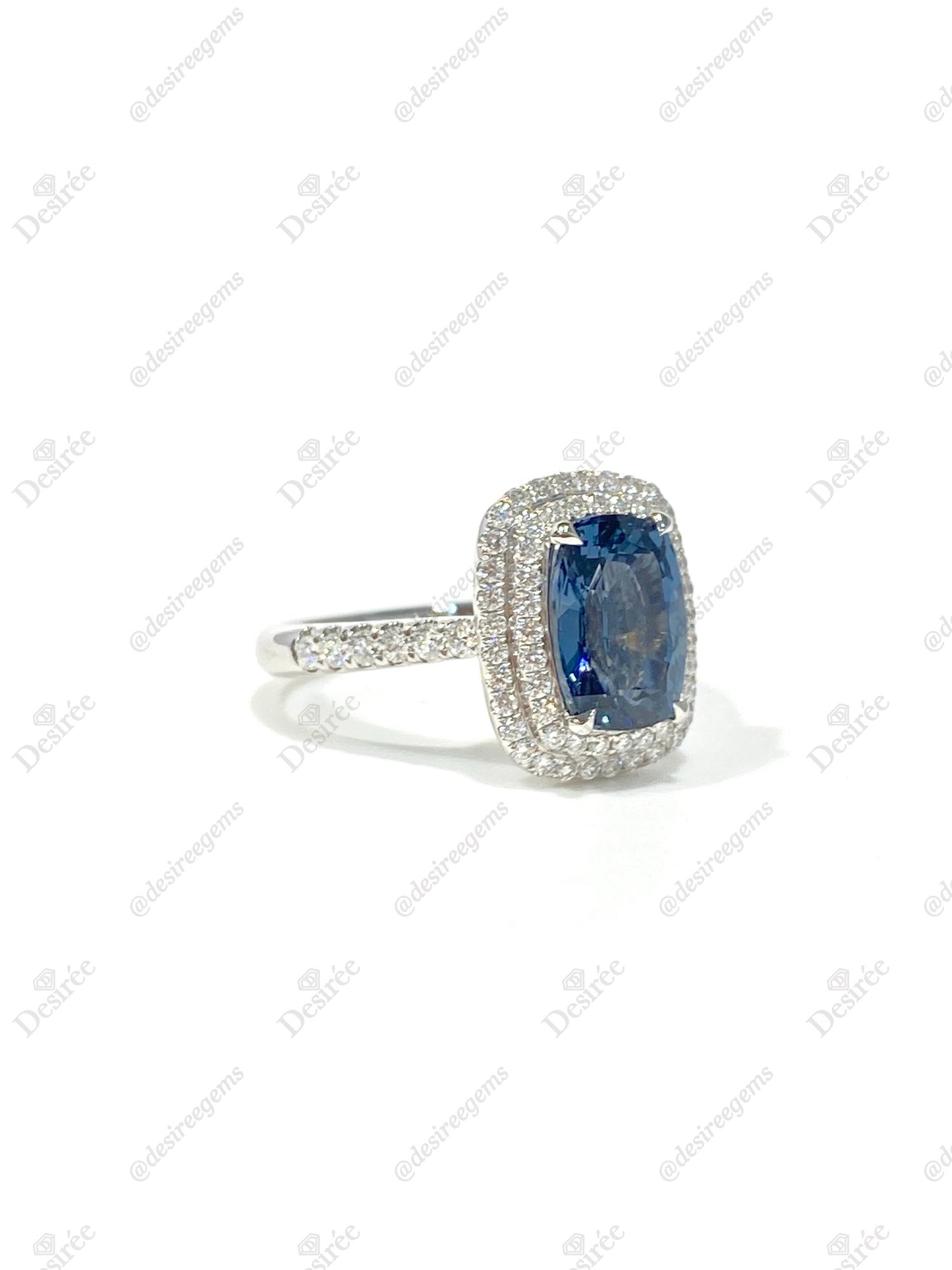 Natural Greyish Blue Spinel 2.18ct Ring