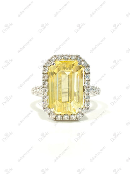 Natural Unheated Yellow Sapphire 9.52ct Ring