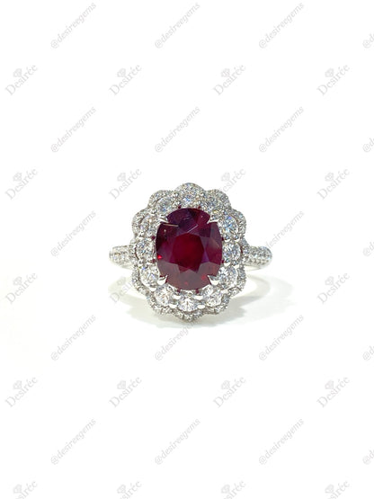 Natural Unheated Pigeon’s Blood Ruby 3.03ct Ring