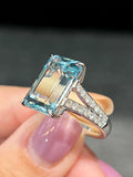Natural Aquamarine 7.62ct Ring Set With Natural Diamonds In 18K White Gold Singapore Gemstone Fine Jewellery