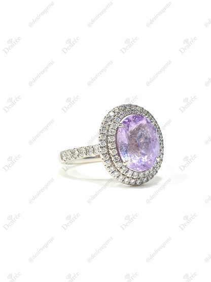 Natural Unheated Lavender Sapphire 3.78ct Ring