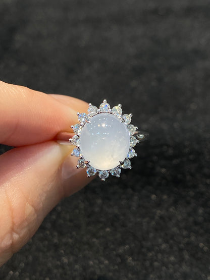 Natural Type A Icy Jadeite Ring
