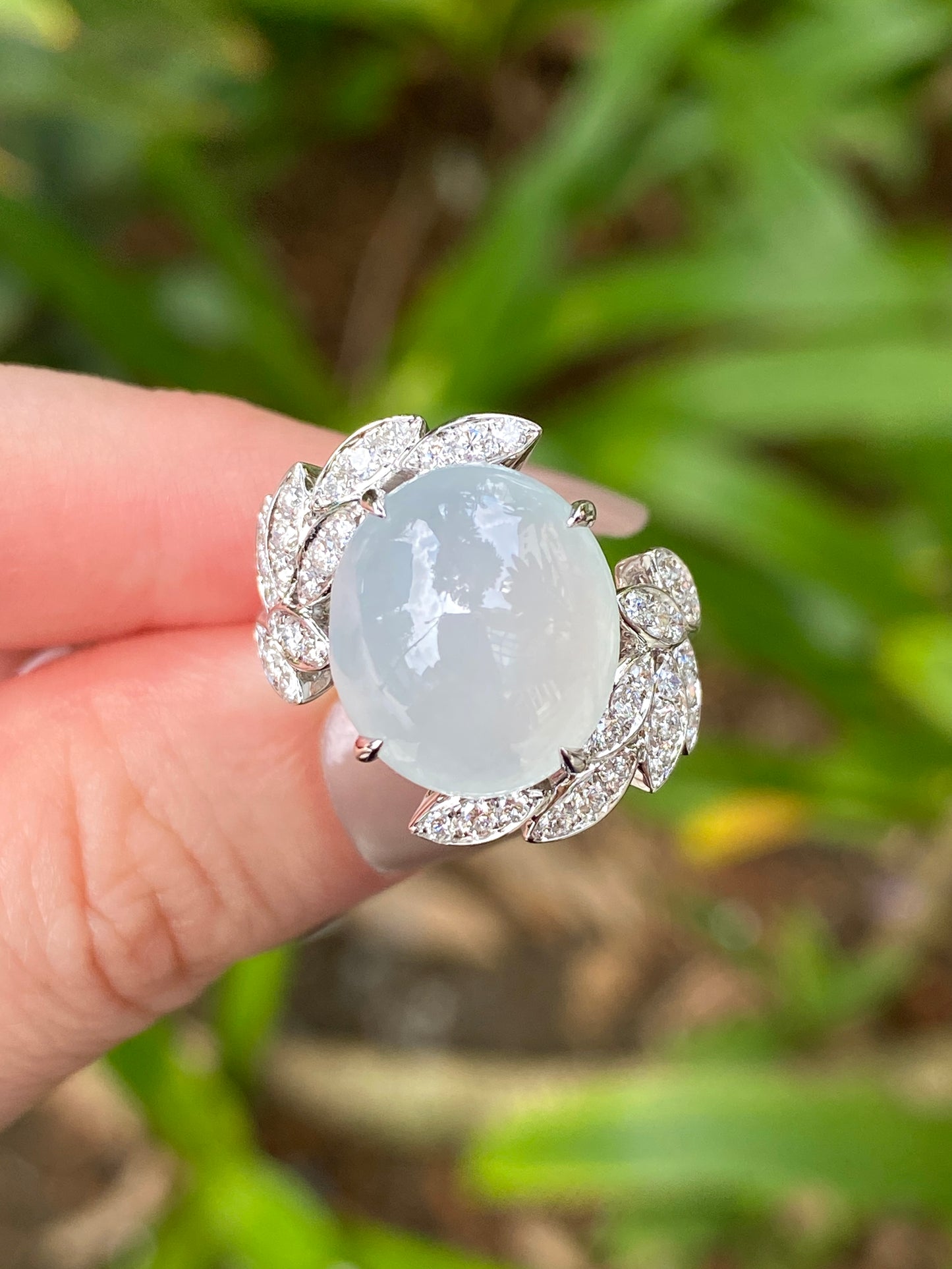 Natural Type A Icy Jadeite Ring