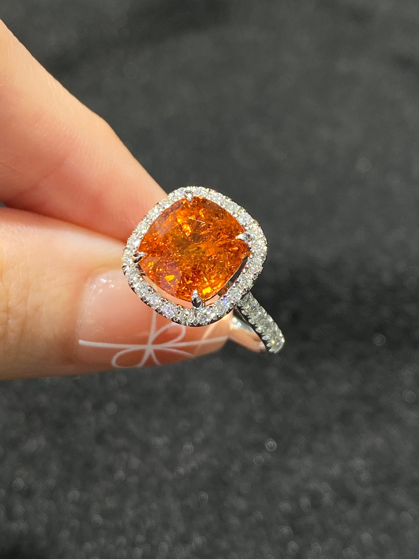 Natural Mandarin Garnet 5.63ct Ring