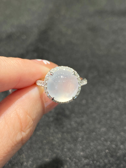 Natural Type A Icy Jadeite Ring
