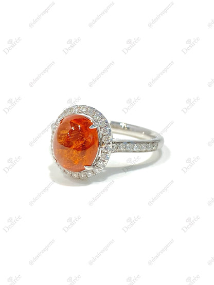 Natural Mandarin Garnet 3.24ct Ring