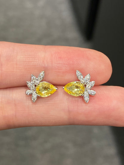 Natural Yellow Sapphire 1.41ct Earrings