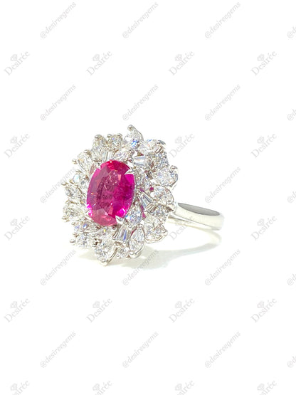 Natural Purplish Red Ruby 2.10ct Ring