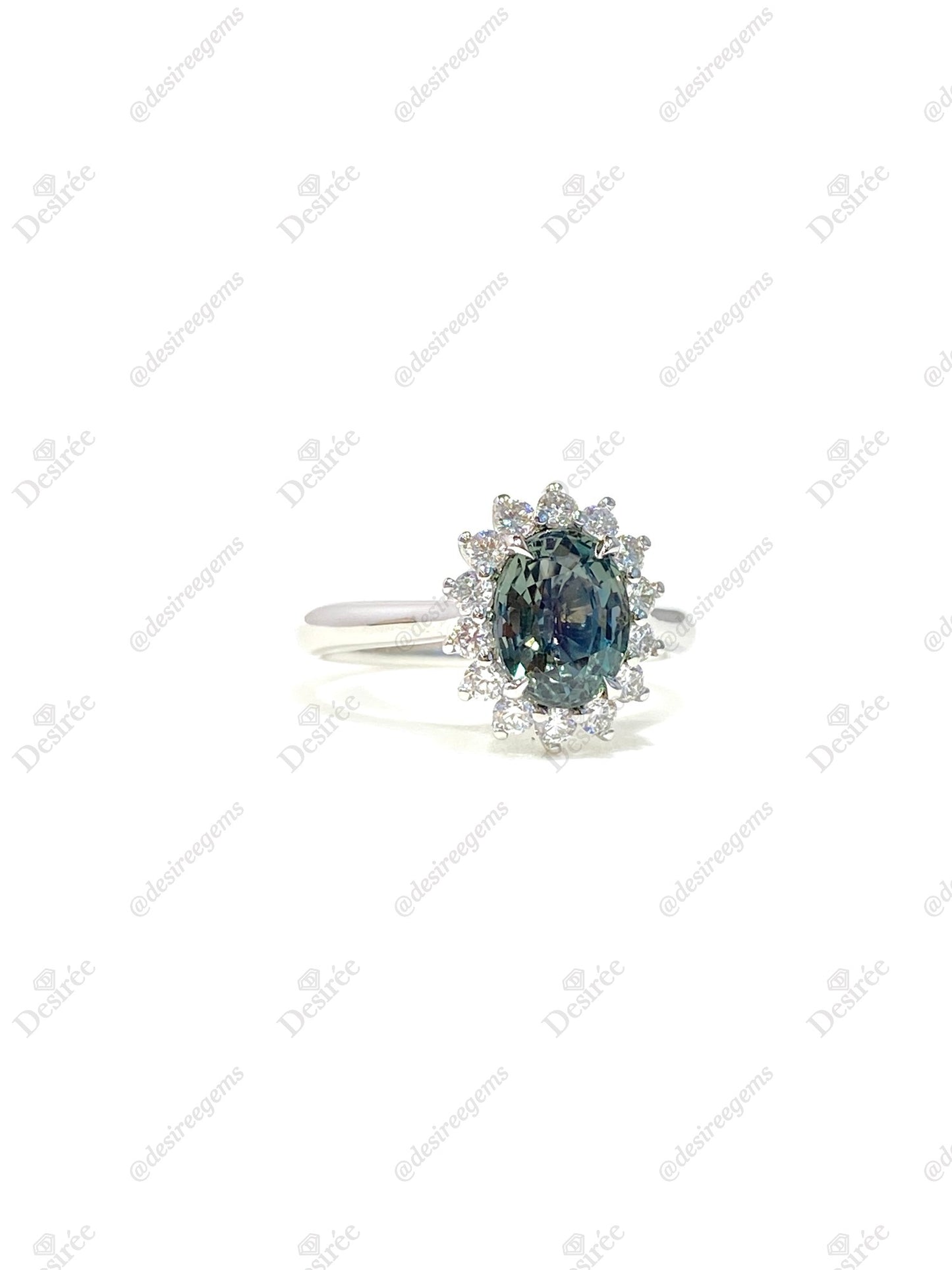 Natural Unheated Teal Sapphire 1.73ct Ring