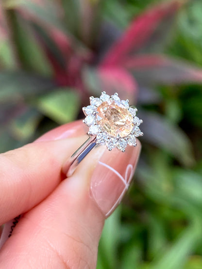 Natural Unheated Padparadscha Sapphire 1.32ct Ring