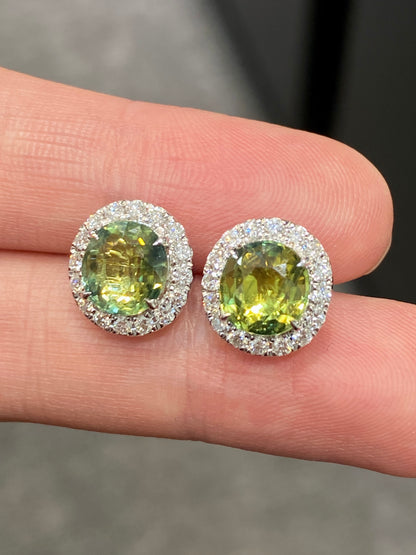 Natural Unheated Yellowish Green Sapphire Ring 4.50ct