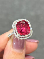 Natural Rubellite Tourmaline 5.29ct Ring set with Natural Diamonds in 18k White Gold Singapore Gemstone Fine Jewellery
