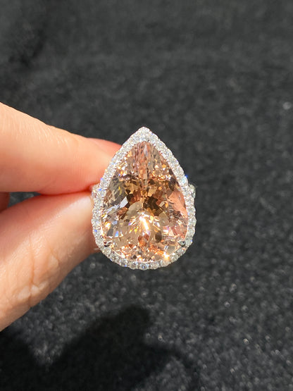 Natural Morganite 13.56ct Ring