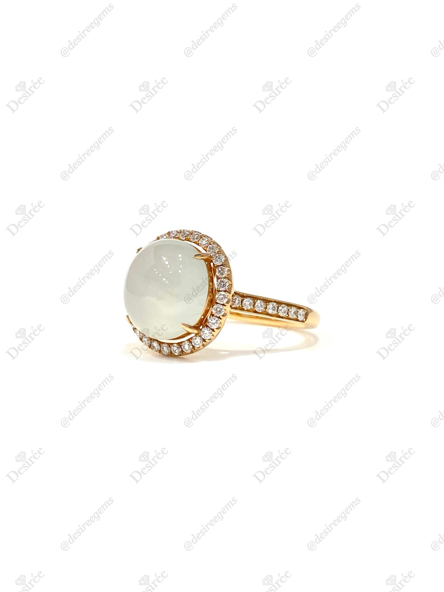 Natural Type A Icy Jadeite Ring