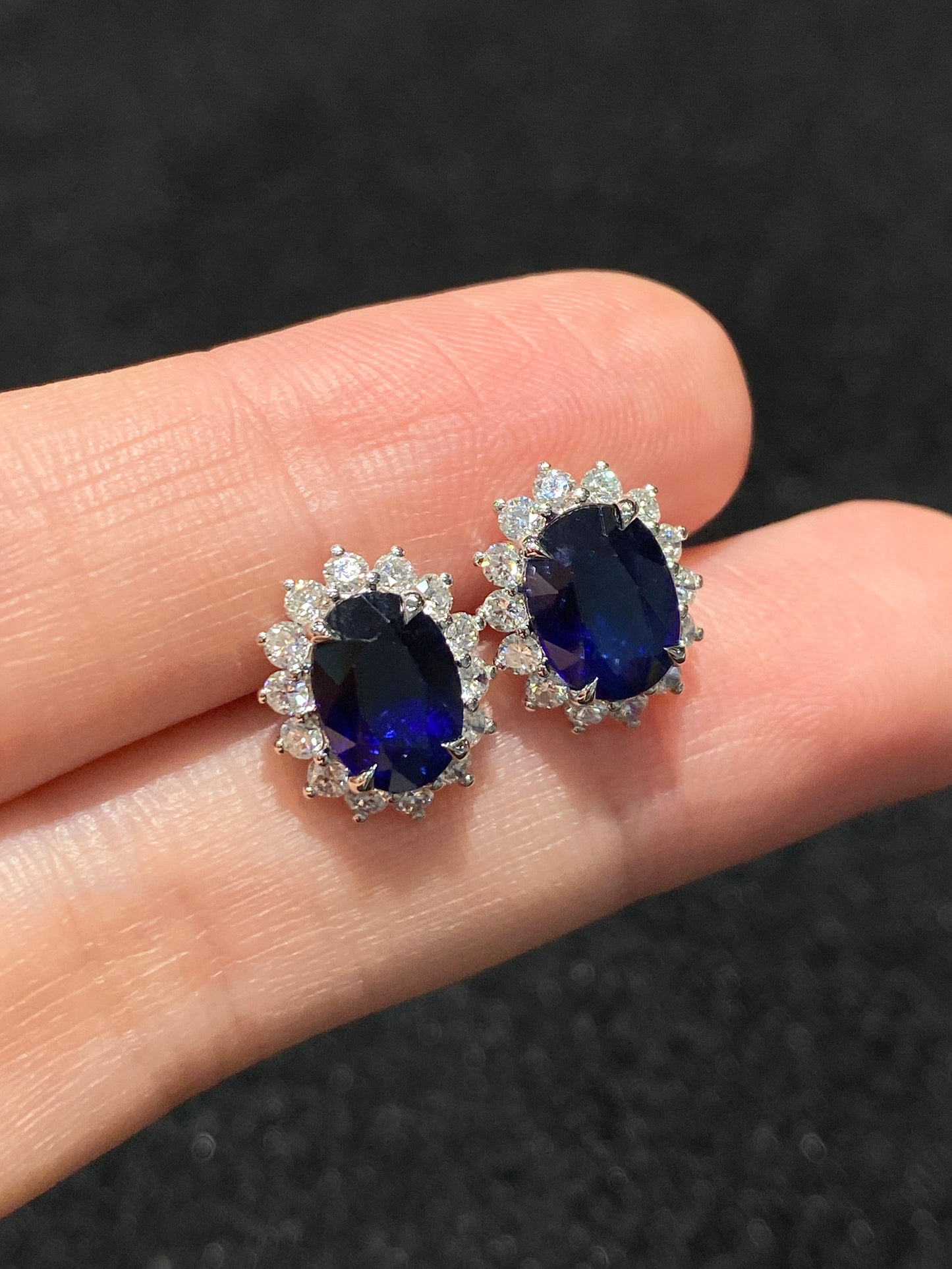 Natural Blue Sapphire 3.69ct Earrings