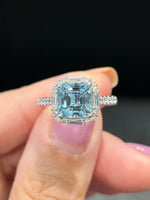 Natural Aquamarine 2.80ct Ring Set With Natural Diamonds In 18K White Gold Singapore Gemstone Fine Jewellery