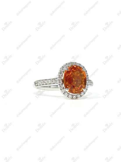 Natural Mandarin Garnet 2.08ct Ring