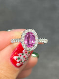 Natural Unheated Pink Sapphire 1.08ct Ring Set With Natural Diamond In 18K White Gold Singapore Gemstone Fine Jewellery