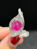 Natural Burmese Ruby 6.70ct Ring set with 1.19ct Natural Diamonds in 18K White Gold