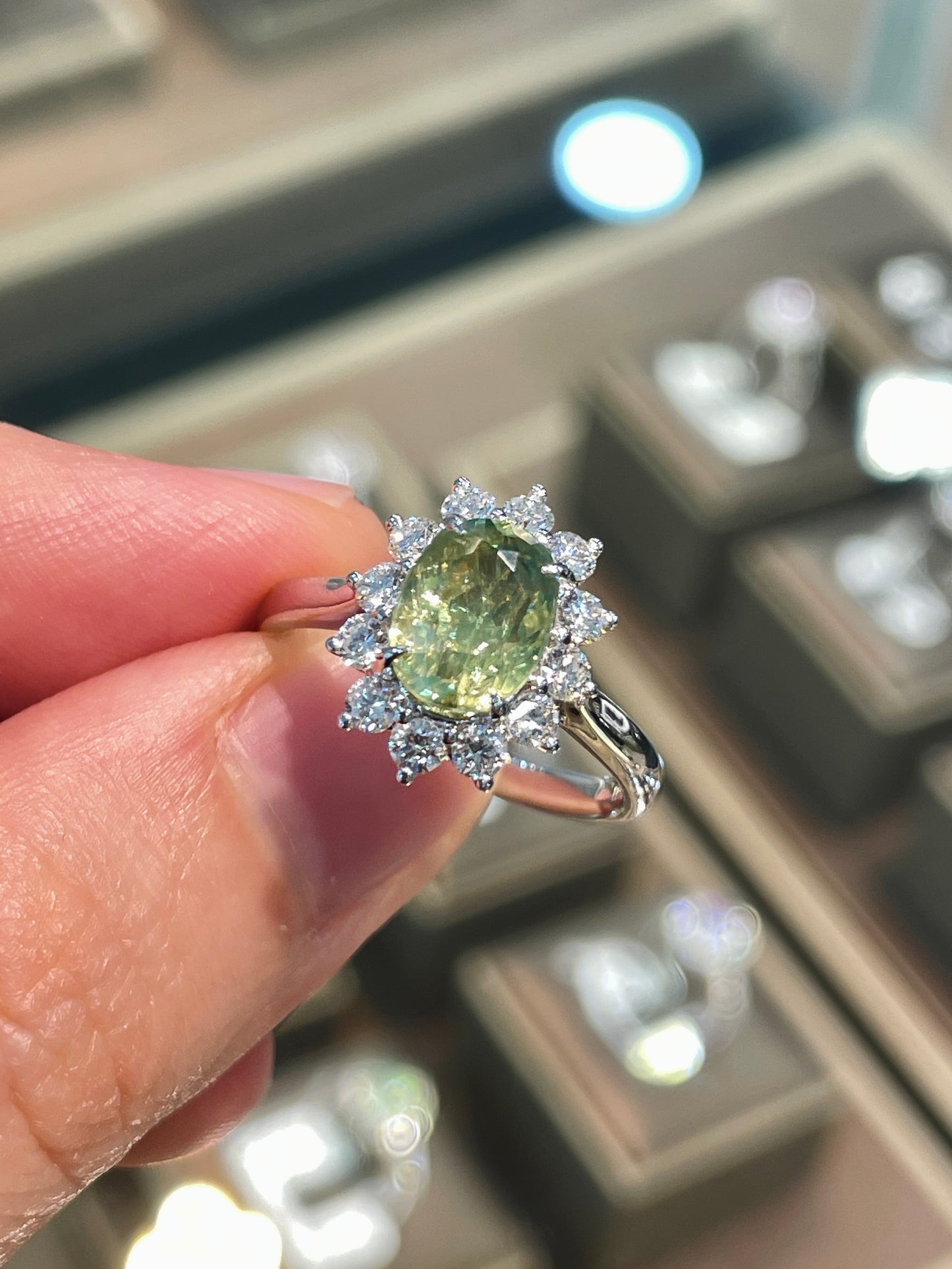Natural Unheated Green Sapphire Ring 2.48ct