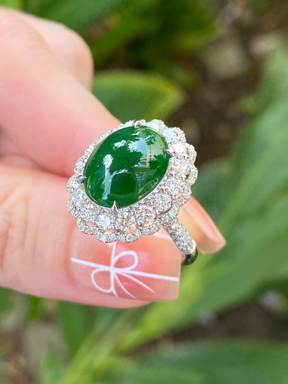 Natural Type A Jadeite 9.7×12.2mm Ring