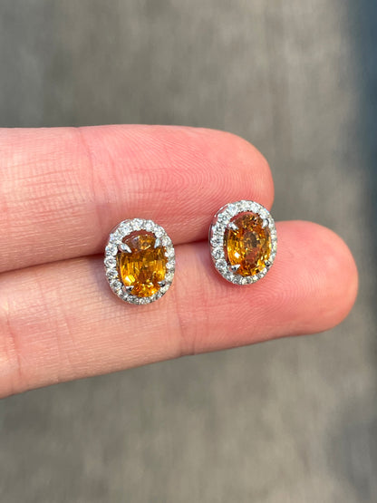 Natural Mandarin Garnet 2.05ct Earrings