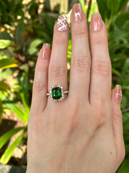 Natural Green Garnet 3.08ct Ring