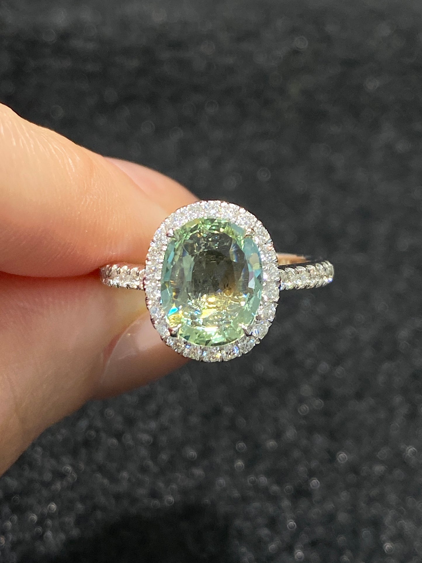 Natural Unheated Bluish Green Sapphire Ring 2.21ct