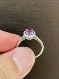 Natural Pink Sapphire 1.40ct Ring Set With 0.29ct Natural Diamonds in 18K white gold