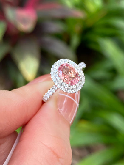 Natural Unheated Padparadscha Sapphire 1.02ct Ring