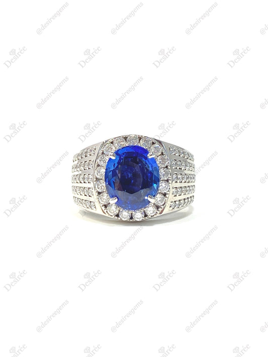 Natural Unheated Blue Sapphire 4.06ct Ring