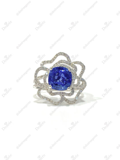Natural Unheated Blue Sapphire 3.07ct Ring
