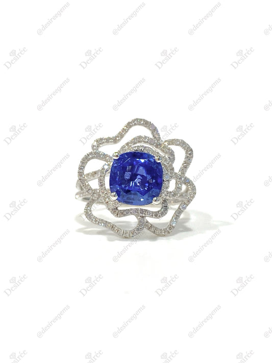 Natural Unheated Blue Sapphire 3.07ct Ring