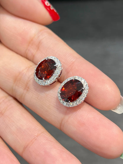 Natural Orangy Red Garnet 6.35ct Earrings