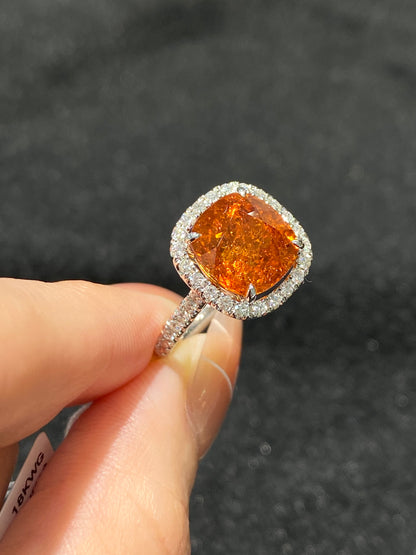 Natural Mandarin Garnet 5.63ct Ring