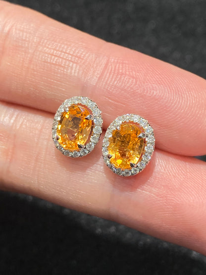 Natural Mandarin Garnet 2.45ct Earrings